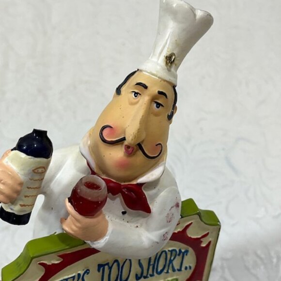 VTG Italian Chef "Life's Too Short...To Drink Cheap Wine!" Serving Wine Ornament - Picture 6 of 11